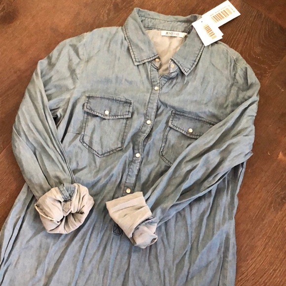 JustFab Denim Long Sleeve Dress - Picture 3 of 4